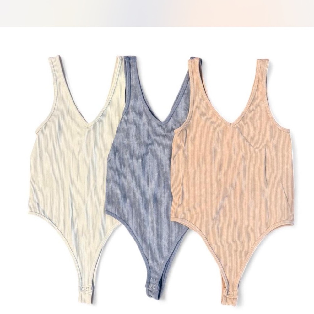 Elegant Women's Bodysuit Set - Cream, Blue, and Tan